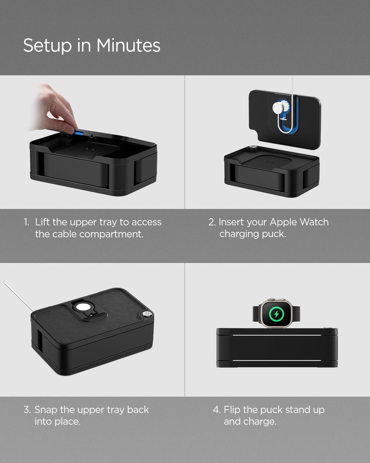imageSpigen S340 Apple Watch Band Organizer amp Charger Stand with MultiStorage for AirPods Wallet amp Other Accessories Apple Watch Charger NOT Included BlackBlack