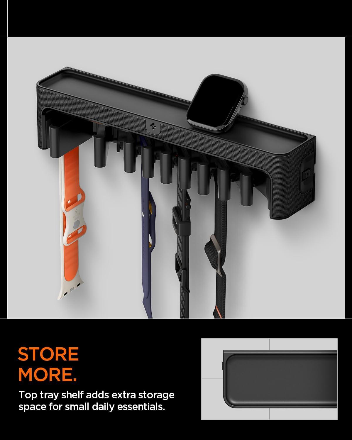 imageSpigen S341 Apple Watch Band Organizer Holder 10 Slots with Tray for Accessories Wall Display Rack BlackWatch Band Holder