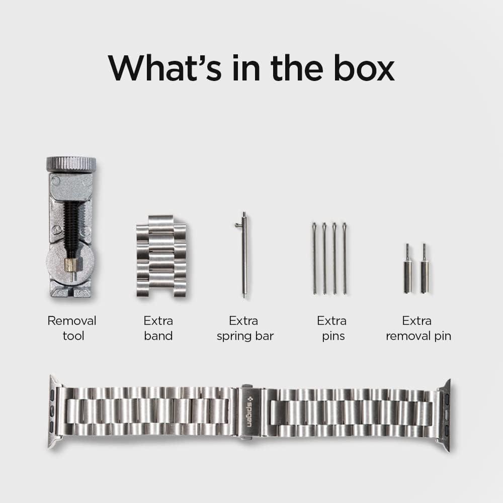 imageSpigen for Apple Watch Band Modern Fit Compatile with Ultra 321 49mm Series 1110 46mm 987 45mm SE3SE2SE654 44mm 321 42mm Premium Business Wristband StrapSilver