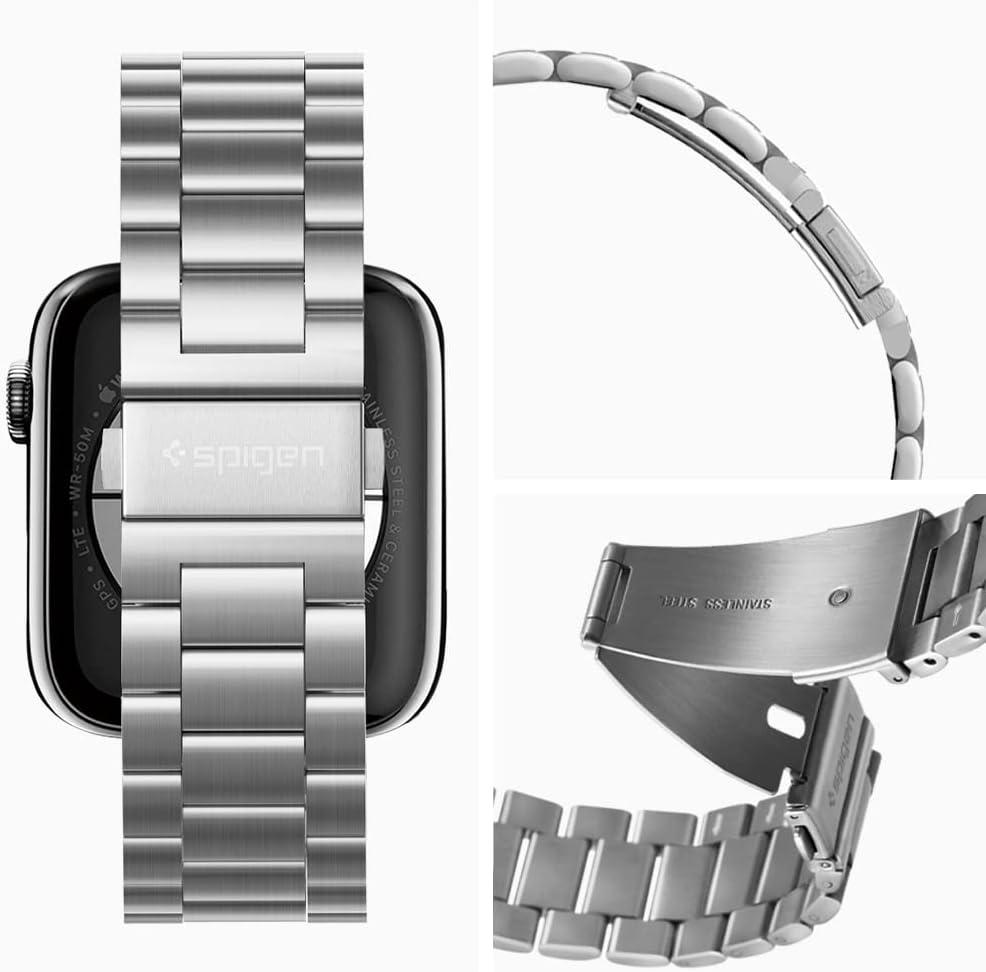 imageSpigen for Apple Watch Band Modern Fit Compatile with Ultra 321 49mm Series 1110 46mm 987 45mm SE3SE2SE654 44mm 321 42mm Premium Business Wristband StrapSilver