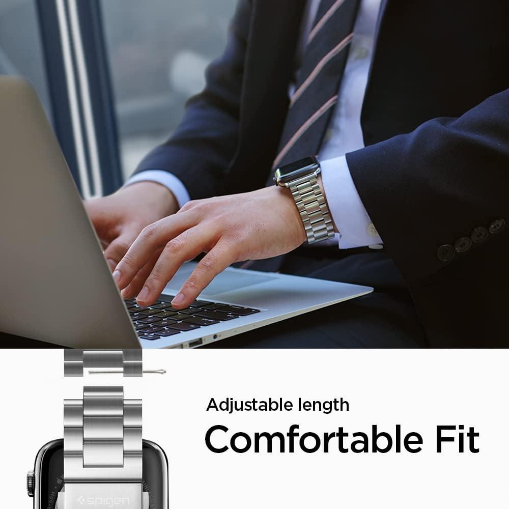 imageSpigen for Apple Watch Band Modern Fit Compatile with Ultra 321 49mm Series 1110 46mm 987 45mm SE3SE2SE654 44mm 321 42mm Premium Business Wristband StrapSilver