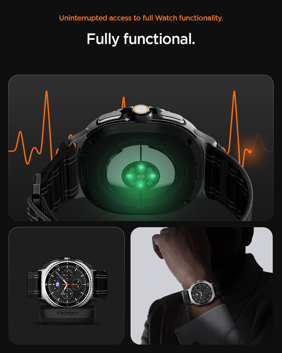 imageSpigen for Galaxy Watch 8 Band Compatible with Samsung Galaxy Watch 8 4440mm 8 Classic 46mm 2025 WBF0 Lightweight Fabric StrapBlack