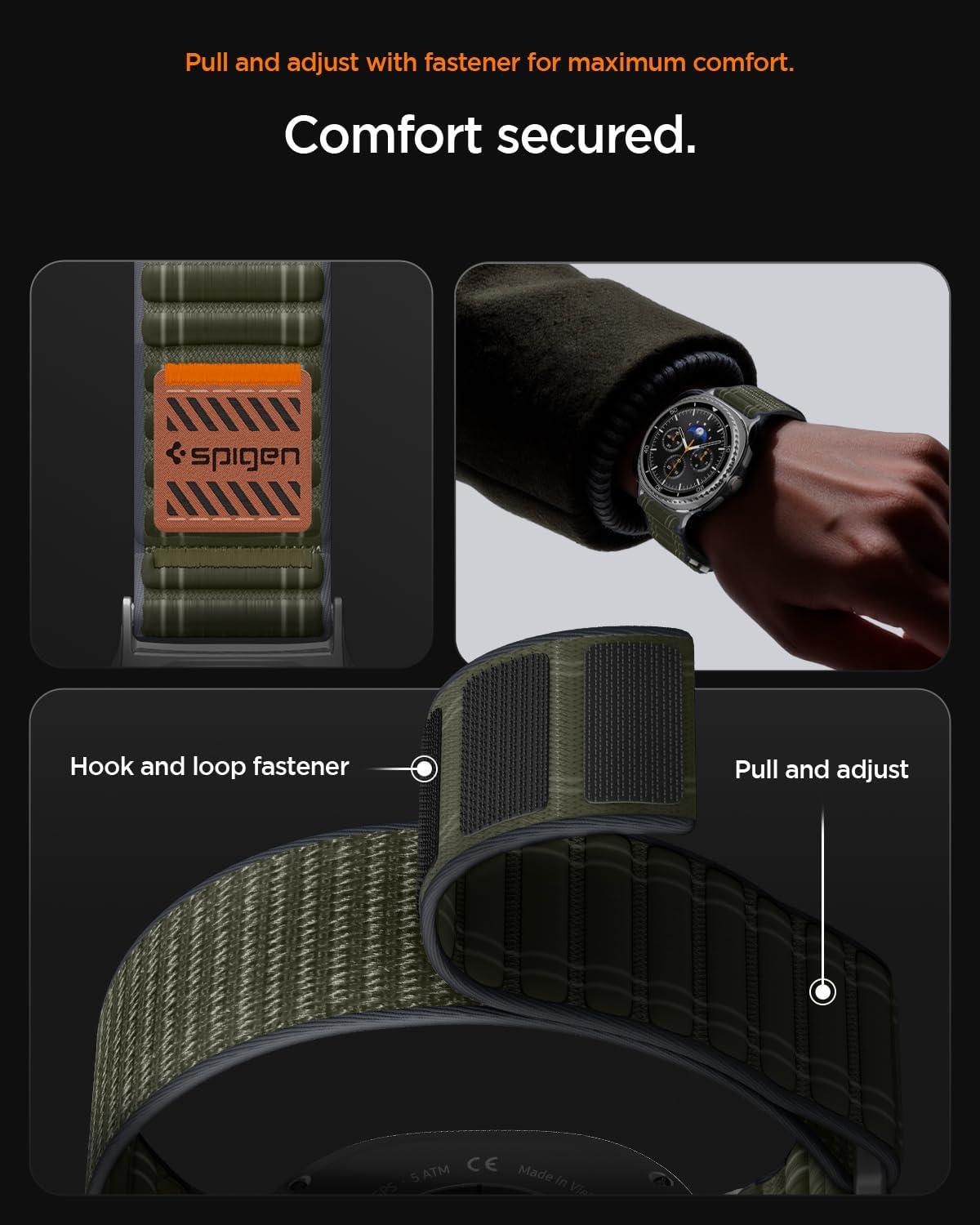 imageSpigen for Galaxy Watch 8 Band Compatible with Samsung Galaxy Watch 8 4440mm 8 Classic 46mm 2025 WBF0 Lightweight Fabric StrapGreen