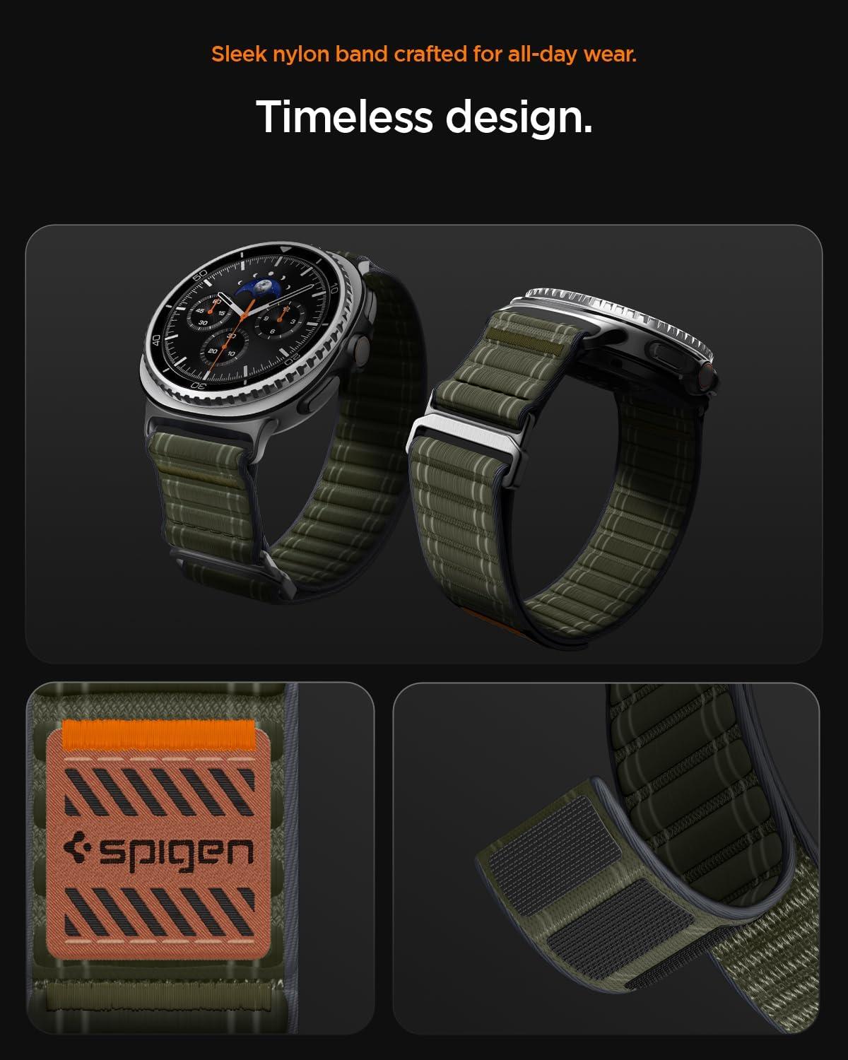 imageSpigen for Galaxy Watch 8 Band Compatible with Samsung Galaxy Watch 8 4440mm 8 Classic 46mm 2025 WBF0 Lightweight Fabric StrapGreen