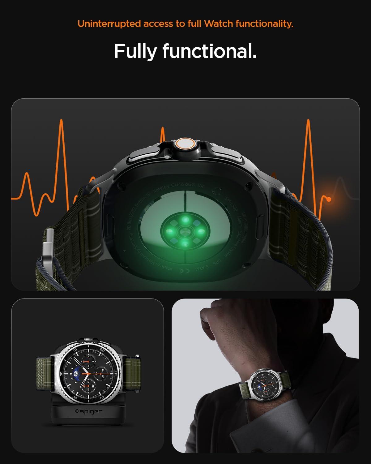 imageSpigen for Galaxy Watch 8 Band Compatible with Samsung Galaxy Watch 8 4440mm 8 Classic 46mm 2025 WBF0 Lightweight Fabric StrapGreen