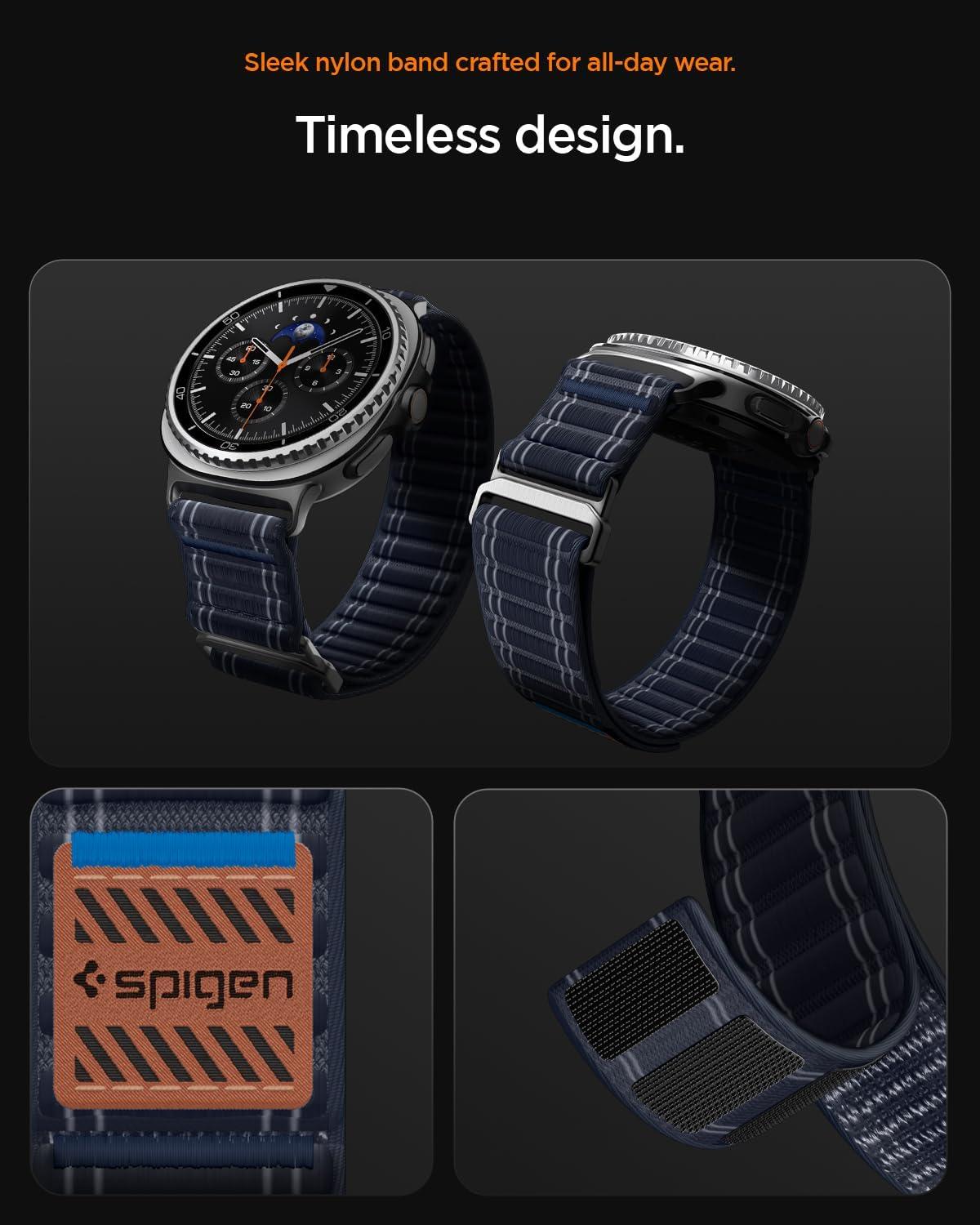 imageSpigen for Galaxy Watch 8 Band Compatible with Samsung Galaxy Watch 8 4440mm 8 Classic 46mm 2025 WBF0 Lightweight Fabric StrapNavy