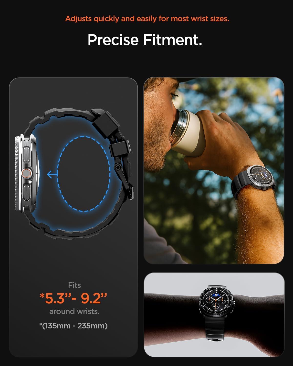 imageSpigen for Galaxy Watch 8 Band Compatible with Samsung Galaxy Watch 8 4440mm 8 Classic 46mm 2025 WBS2 Durable Silicone Sport StrapBlack