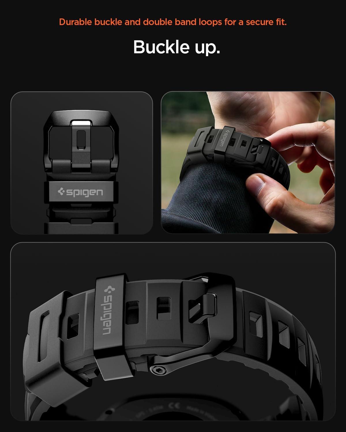 imageSpigen for Galaxy Watch 8 Band Compatible with Samsung Galaxy Watch 8 4440mm 8 Classic 46mm 2025 WBS2 Durable Silicone Sport StrapBlack