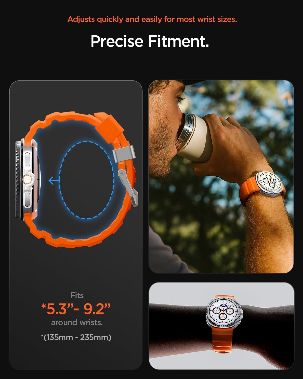 imageSpigen for Galaxy Watch 8 Band Compatible with Samsung Galaxy Watch 8 4440mm 8 Classic 46mm 2025 WBS2 Durable Silicone Sport StrapOrange