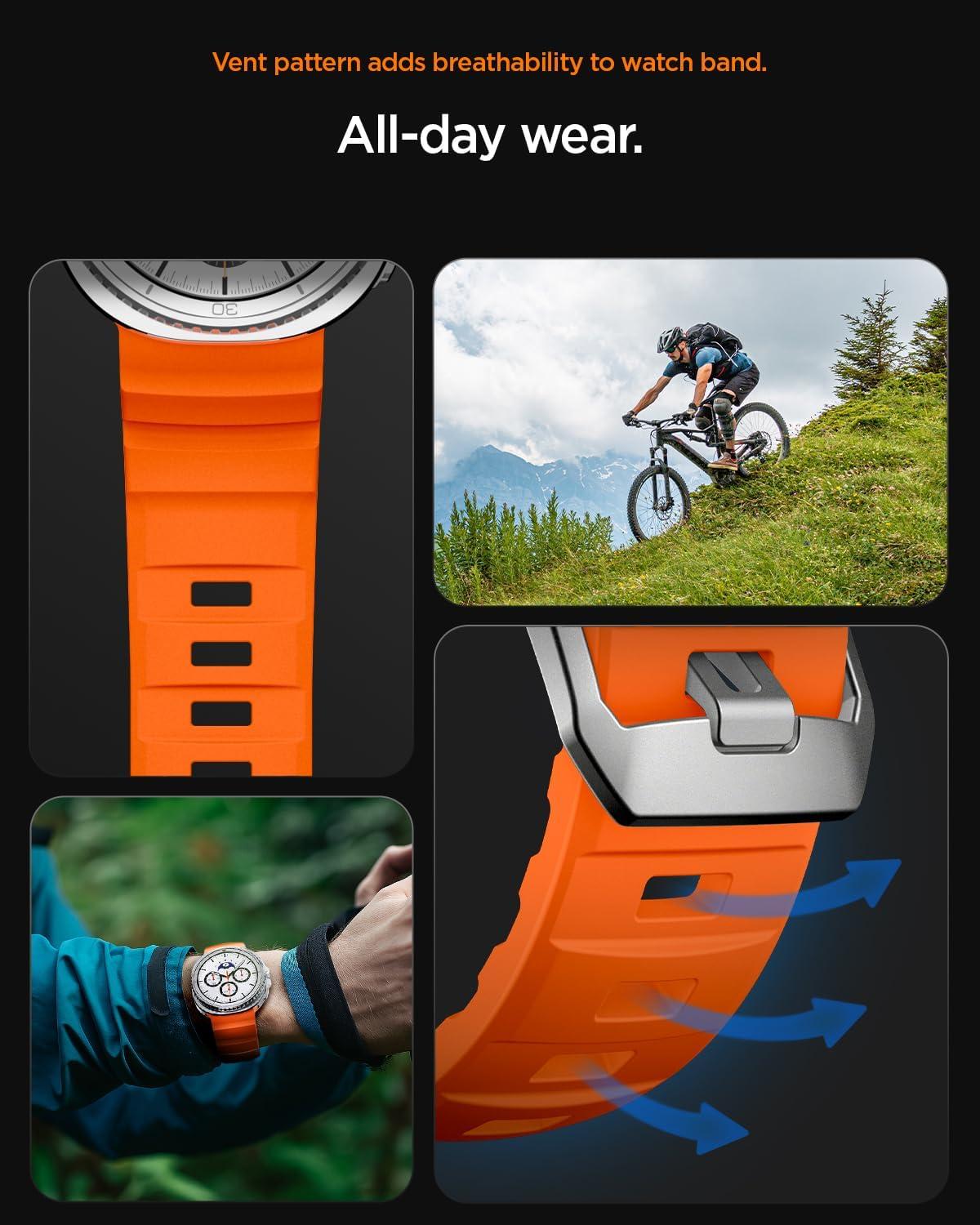 imageSpigen for Galaxy Watch 8 Band Compatible with Samsung Galaxy Watch 8 4440mm 8 Classic 46mm 2025 WBS2 Durable Silicone Sport StrapOrange