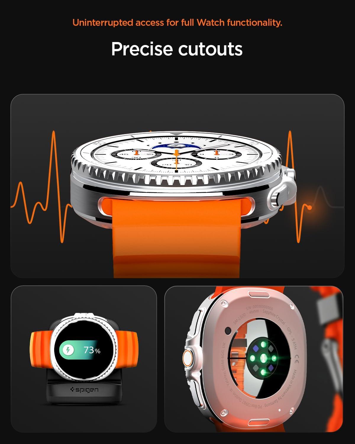 imageSpigen for Galaxy Watch 8 Band Compatible with Samsung Galaxy Watch 8 4440mm 8 Classic 46mm 2025 WBS2 Durable Silicone Sport StrapOrange