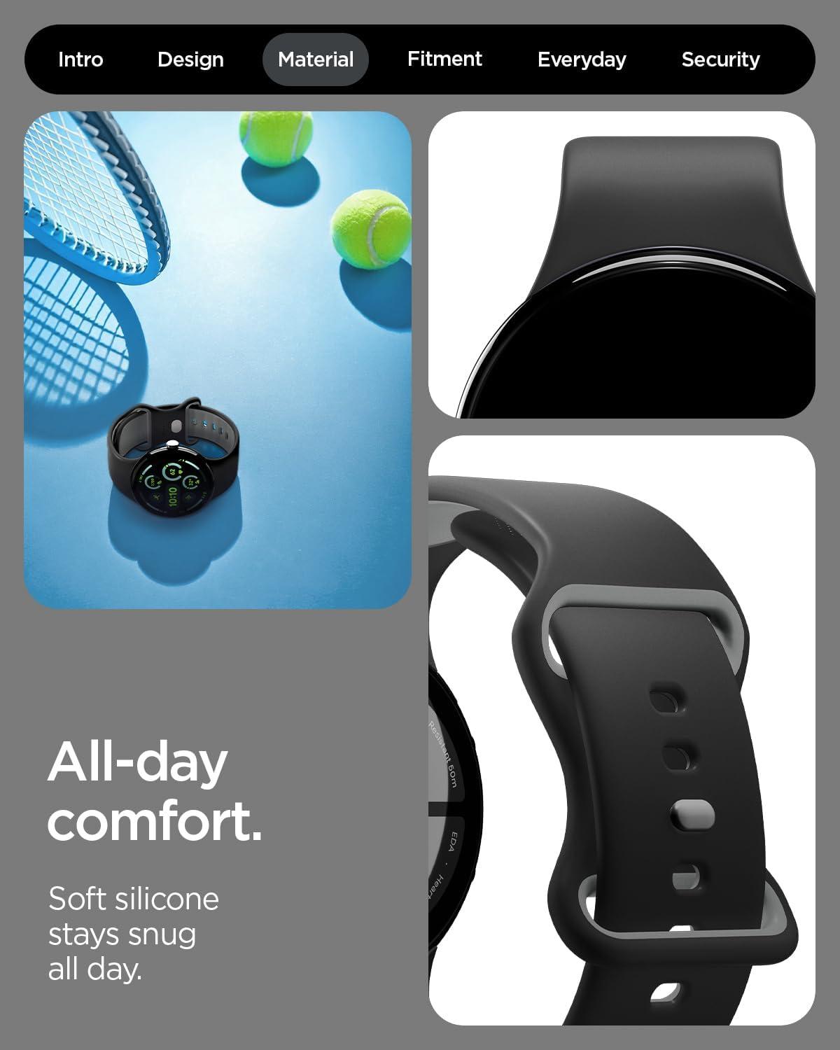 imageSpigen for Pixel Watch 4 Band Nano Pop Compatible with 43 45mm 4321 41mm Soft Waterproof Silicone StrapBlack Sesame