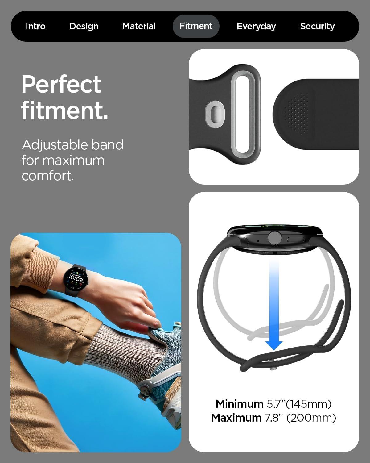 imageSpigen for Pixel Watch 4 Band Nano Pop Compatible with 43 45mm 4321 41mm Soft Waterproof Silicone StrapBlack Sesame