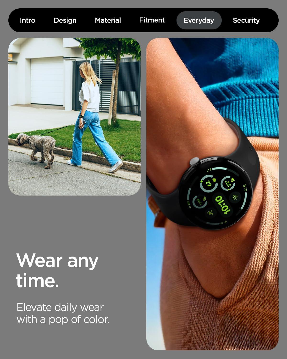 imageSpigen for Pixel Watch 4 Band Nano Pop Compatible with 43 45mm 4321 41mm Soft Waterproof Silicone StrapBlack Sesame