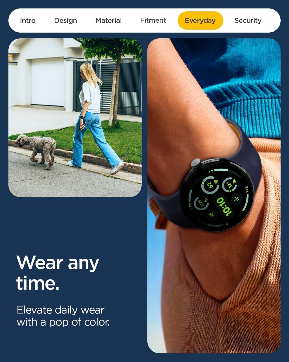 imageSpigen for Pixel Watch 4 Band Nano Pop Compatible with 43 45mm 4321 41mm Soft Waterproof Silicone StrapBlueberry Navy