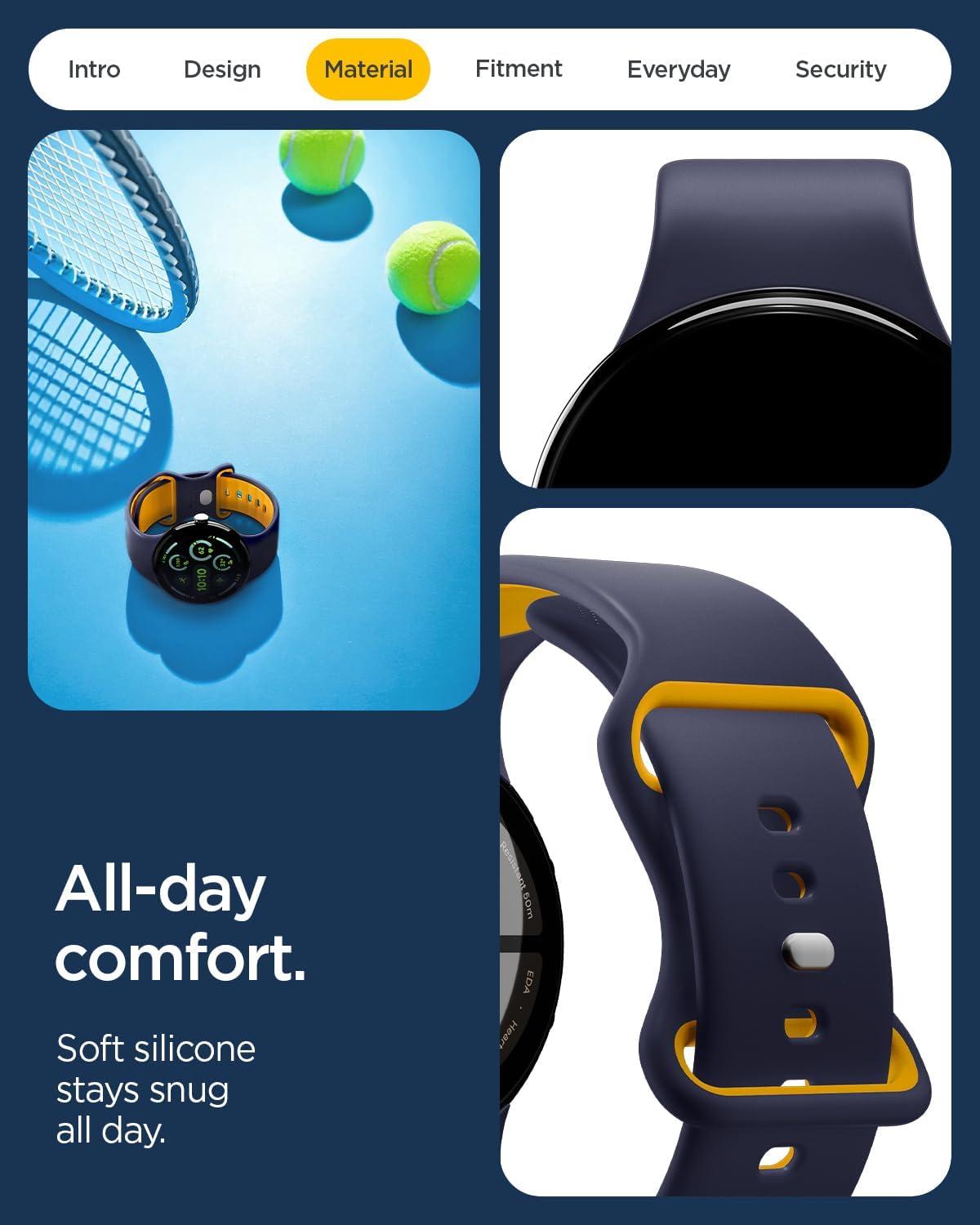 imageSpigen for Pixel Watch 4 Band Nano Pop Compatible with 43 45mm 4321 41mm Soft Waterproof Silicone StrapBlueberry Navy