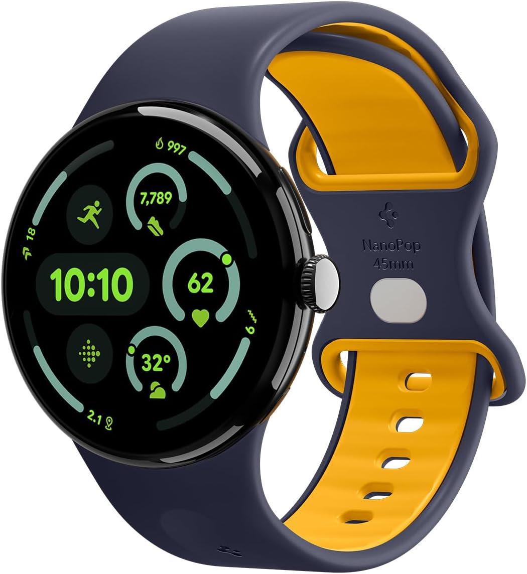 imageSpigen for Pixel Watch 4 Band Nano Pop Compatible with 43 45mm 4321 41mm Soft Waterproof Silicone StrapBlueberry Navy