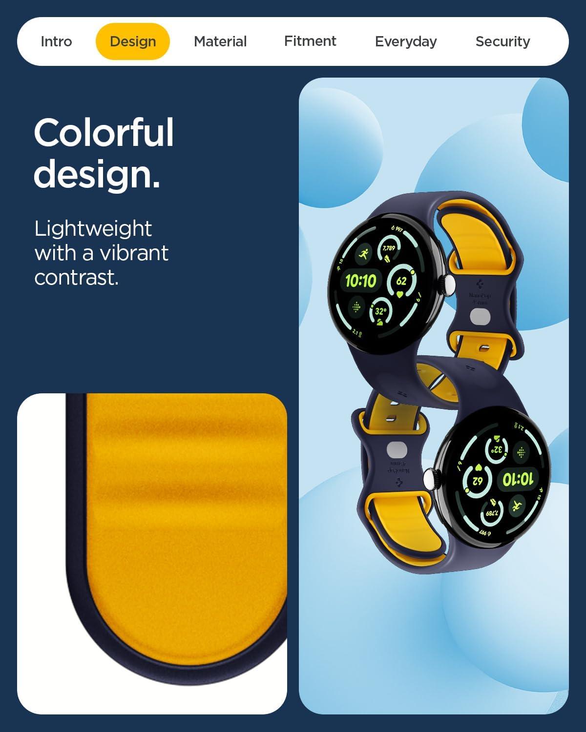 imageSpigen for Pixel Watch 4 Band Nano Pop Compatible with 43 45mm 4321 41mm Soft Waterproof Silicone StrapBlueberry Navy
