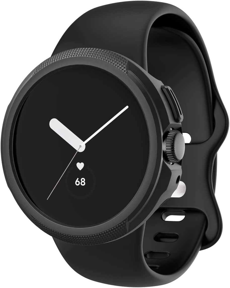 imageSpigen for Pixel Watch 4 Case with Charger Stand Liquid Air 45mm AntiScratch Protective Soft TPU Cover 2025 Charger not Included Matte BlackPixel Watch 321 41mm
