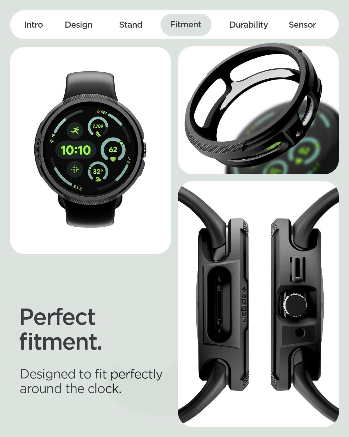 imageSpigen for Pixel Watch 4 Case with Charger Stand Liquid Air 45mm AntiScratch Protective Soft TPU Cover 2025 Charger not Included Matte BlackPixel Watch 4 41mm
