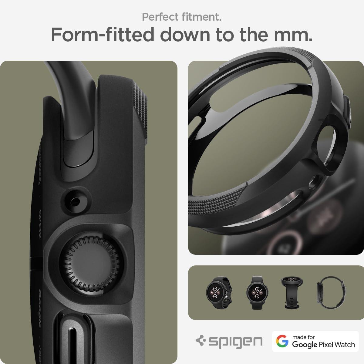 imageSpigen for Pixel Watch 4 Case with Charger Stand Liquid Air 45mm AntiScratch Protective Soft TPU Cover 2025 Charger not Included Matte BlackPixel Watch 3 45mm