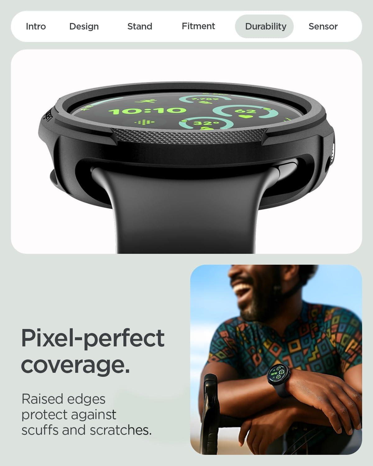 imageSpigen for Pixel Watch 4 Case with Charger Stand Liquid Air 45mm AntiScratch Protective Soft TPU Cover 2025 Charger not Included Matte BlackPixel Watch 4 41mm