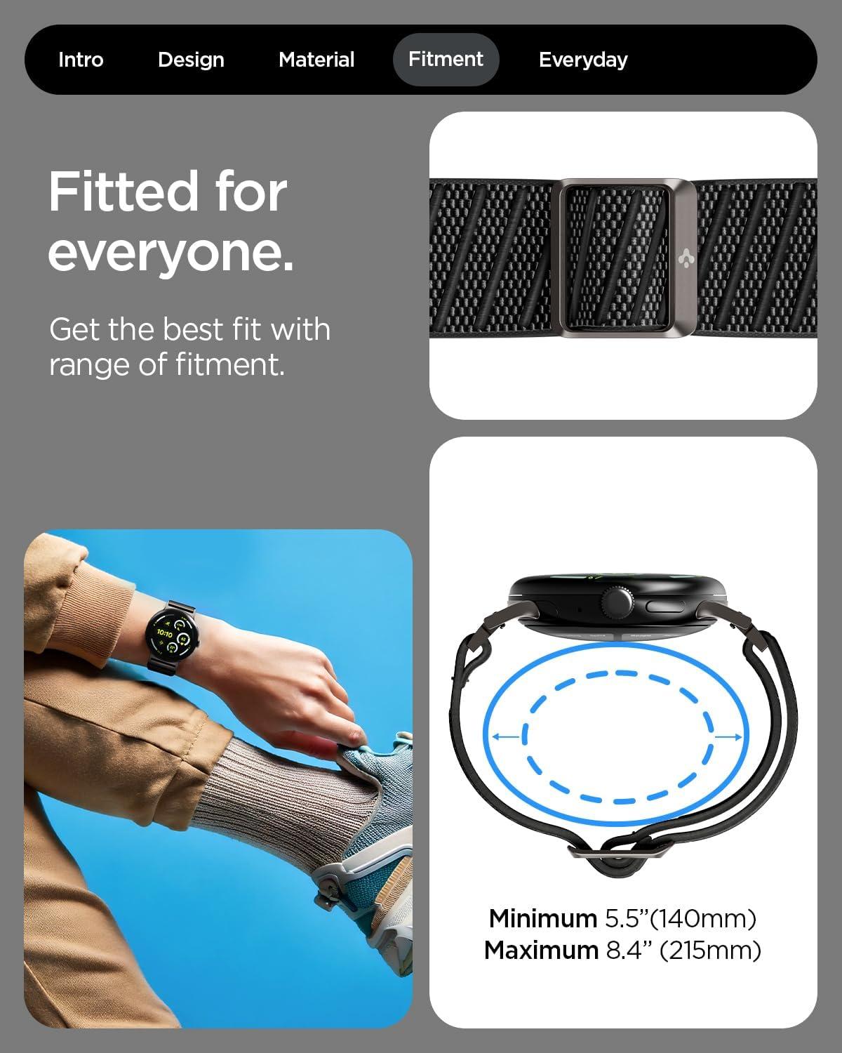 imageSpigen for Pixel Watch Band Lite Fit X Compatible with Google Pixel Watch 43 45mm41mm 21 41mm Lightweight Breathable Adjustable Nylon Elastic StrapPixel Watch 43 45mm