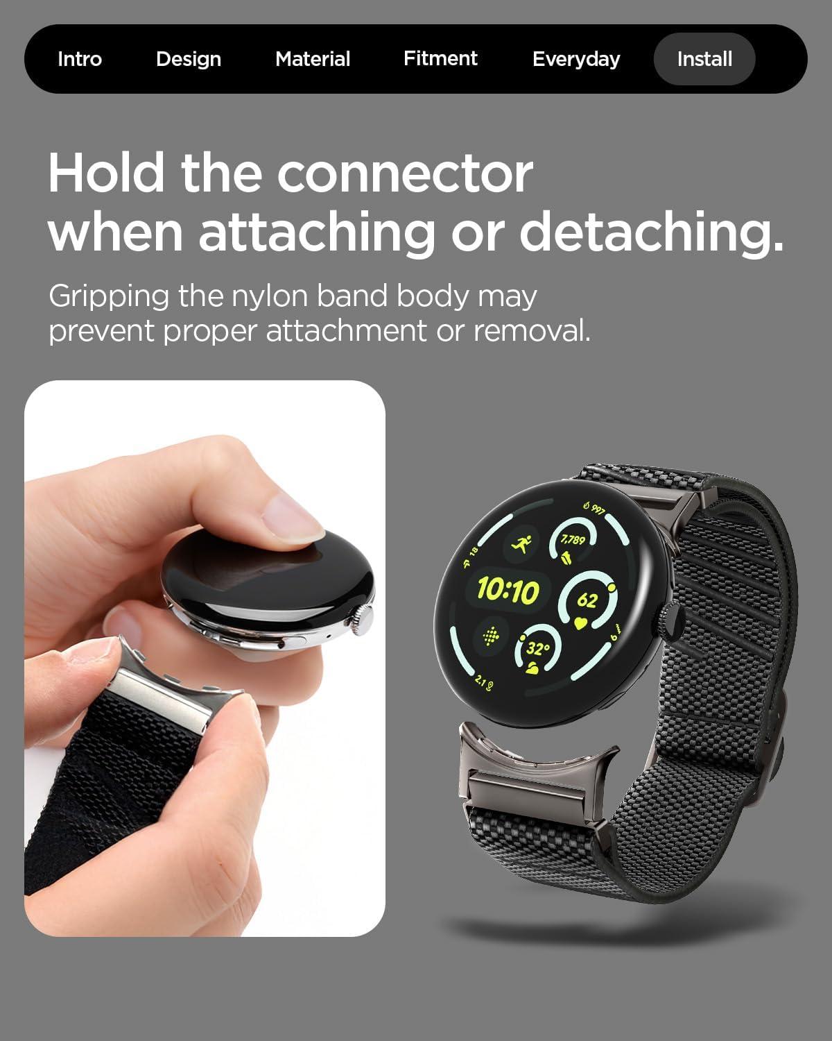 imageSpigen for Pixel Watch Band Lite Fit X Compatible with Google Pixel Watch 43 45mm41mm 21 41mm Lightweight Breathable Adjustable Nylon Elastic StrapPixel Watch 4321 41mm