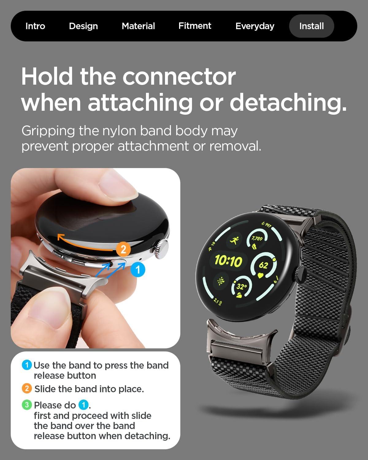 imageSpigen for Pixel Watch Band Lite Fit X Compatible with Google Pixel Watch 43 45mm41mm 21 41mm Lightweight Breathable Adjustable Nylon Elastic StrapPixel Watch 4321 41mm