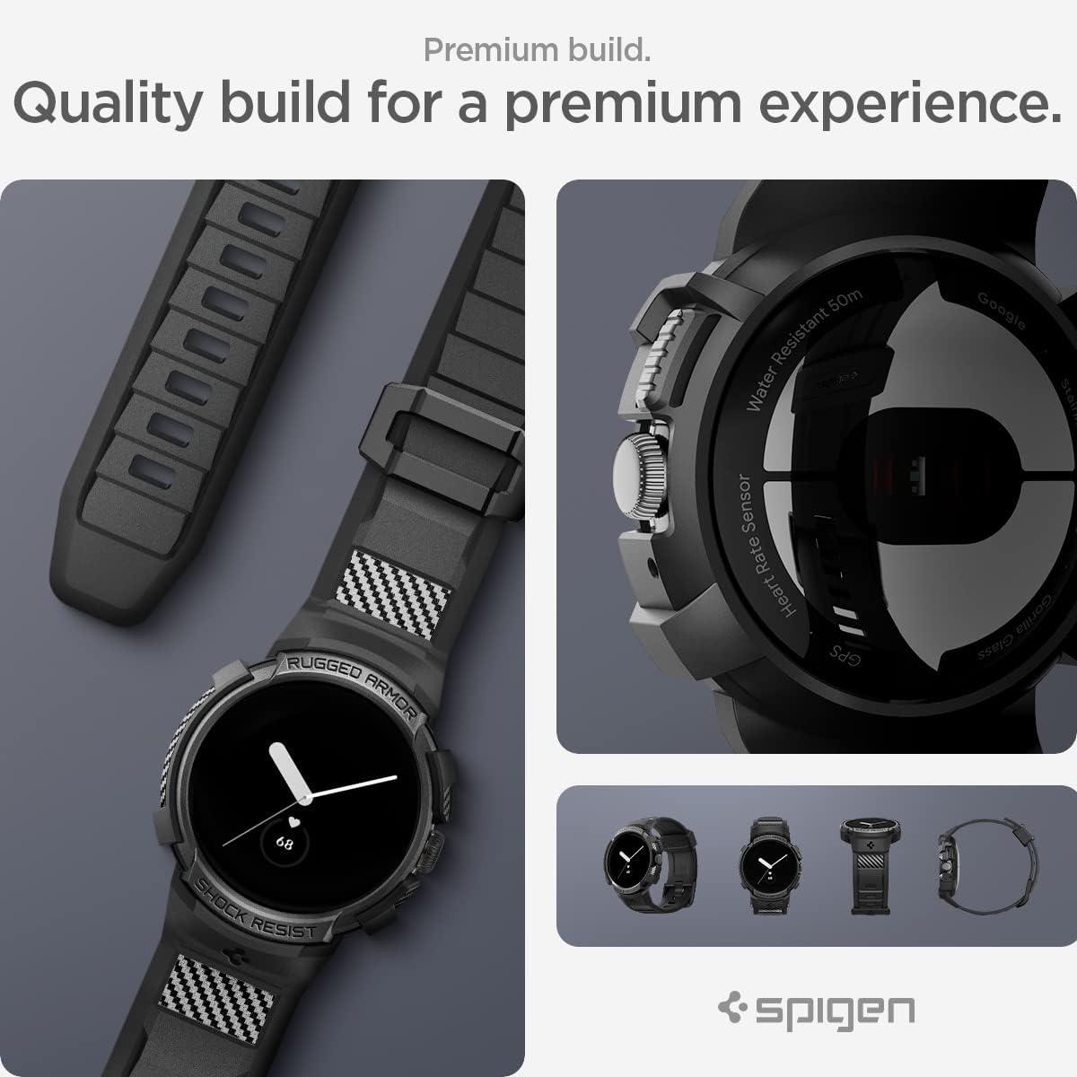 imageSpigen for Pixel Watch Case with Band Rugged Armor Pro Compatible with Google Pixcel Watch 4321 4541mm Protective TPU CoverPixel Watch 3 2 1 41mm
