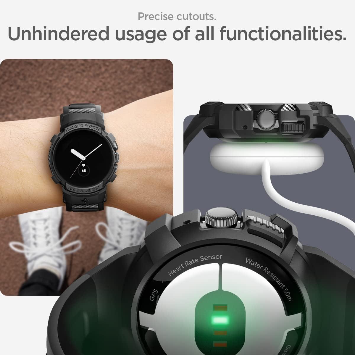 imageSpigen for Pixel Watch Case with Band Rugged Armor Pro Compatible with Google Pixcel Watch 4321 4541mm Protective TPU CoverPixel Watch 3 2 1 41mm