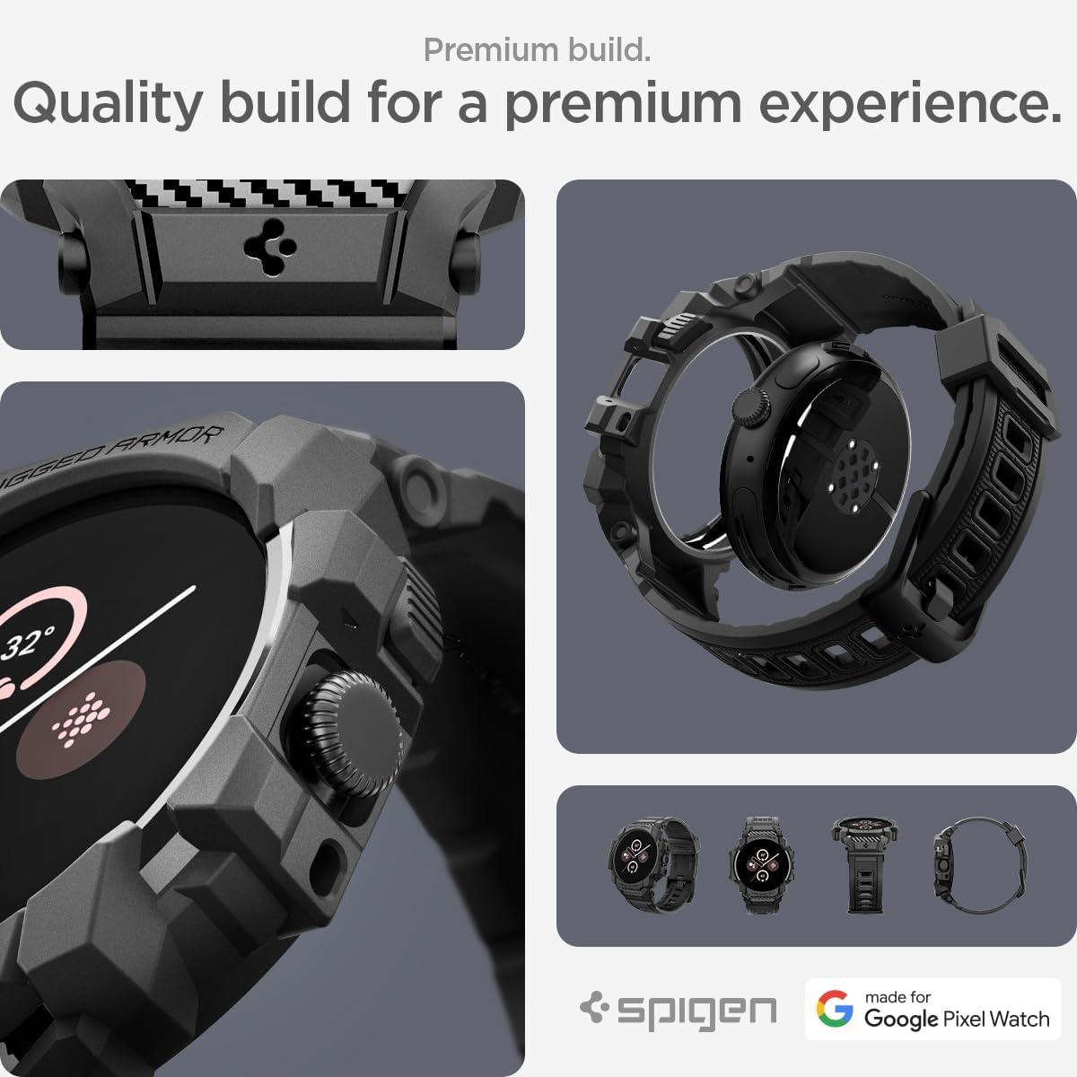 imageSpigen for Pixel Watch Case with Band Rugged Armor Pro Compatible with Google Pixcel Watch 4321 4541mm Protective TPU CoverPixel Watch 3 45mm