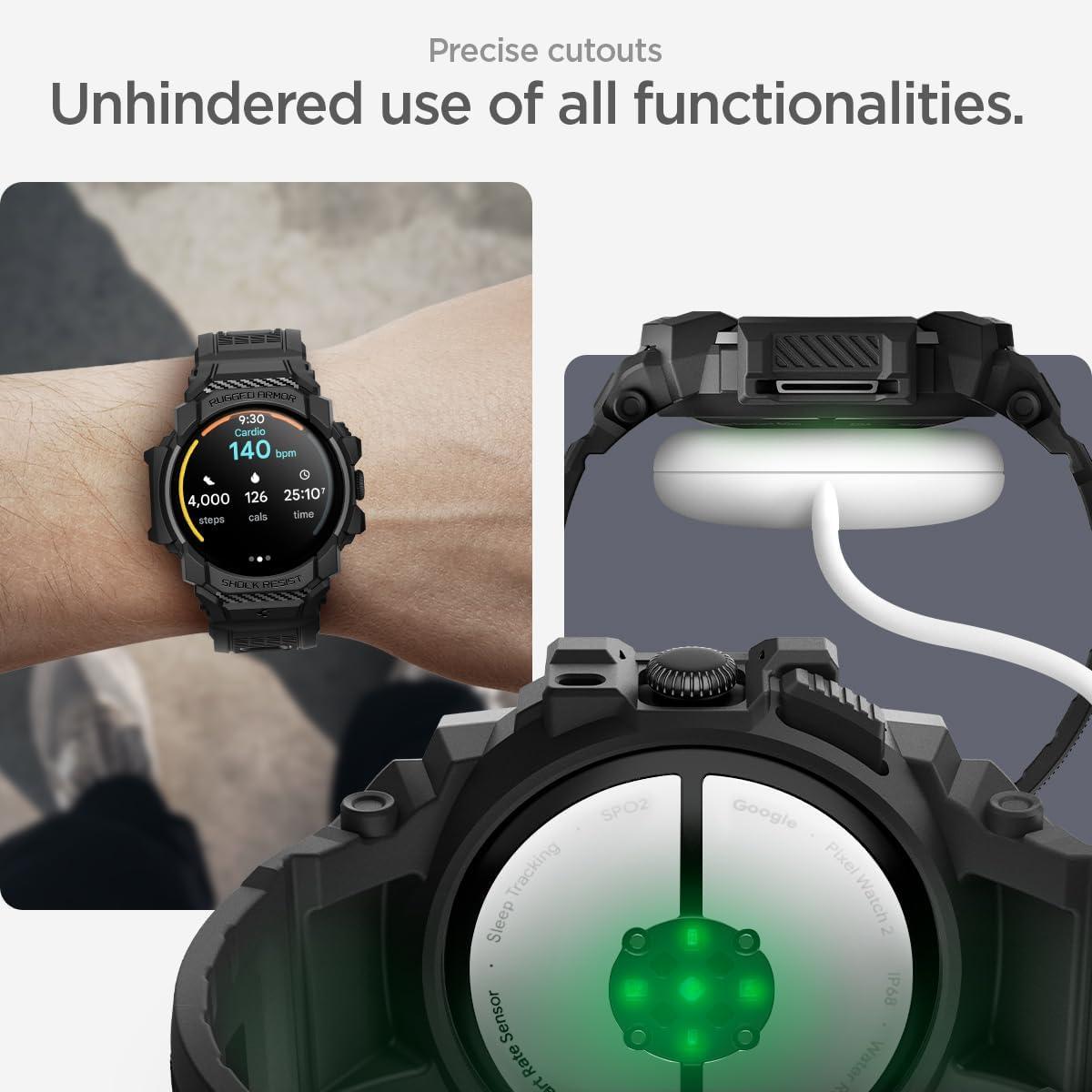 imageSpigen for Pixel Watch Case with Band Rugged Armor Pro Compatible with Google Pixcel Watch 4321 4541mm Protective TPU CoverPixel Watch 3 45mm