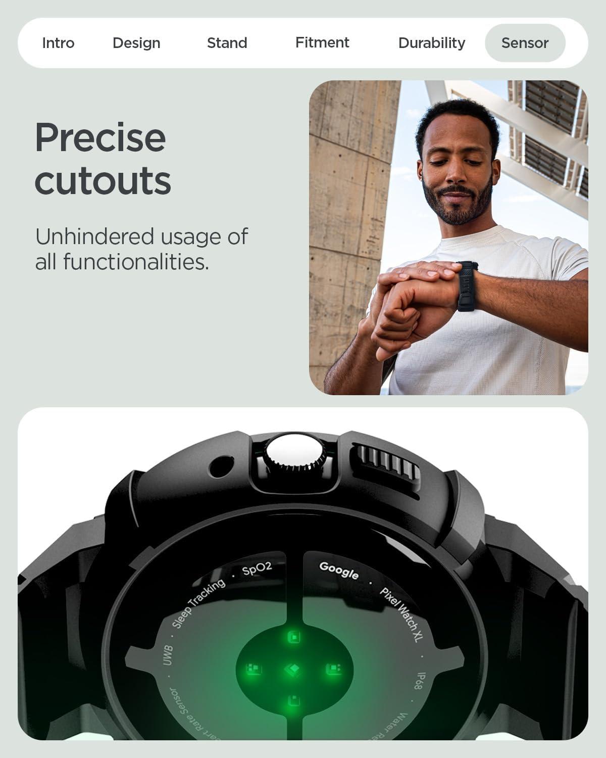 imageSpigen for Pixel Watch Case with Band Rugged Armor Pro Compatible with Google Pixcel Watch 4321 4541mm Protective TPU CoverPixel Watch 4 41mm