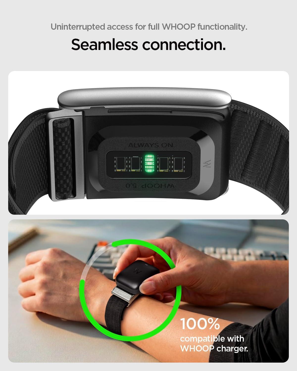 imageSpigen for WHOOP Band WBF3 Compatible with WHOOP 50 Strap Breathable Nylon Replacement Wristband with Secure Fit for Fitness amp Training BlackBlack