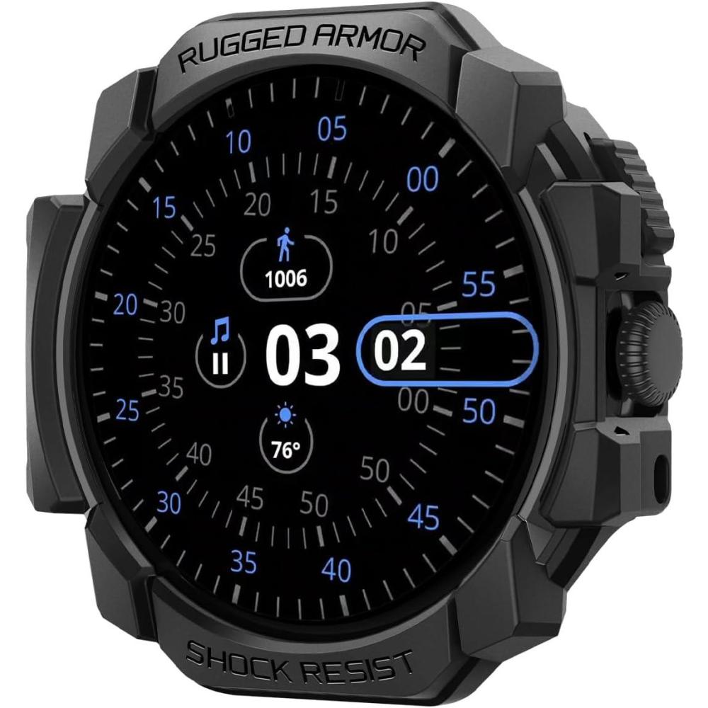 imageSpigen Rugged Armor Designed for Google Pixel Watch 3 45mm Case Durable TPU Cover Case 2024  Matte BlackPixel Watch 3 45mm