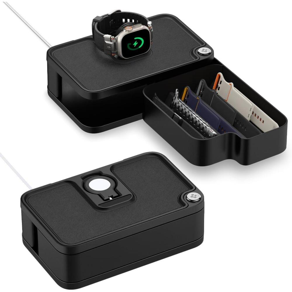 imageSpigen S340 Apple Watch Band Organizer amp Charger Stand with MultiStorage for AirPods Wallet amp Other Accessories Apple Watch Charger NOT Included  BlackBlack