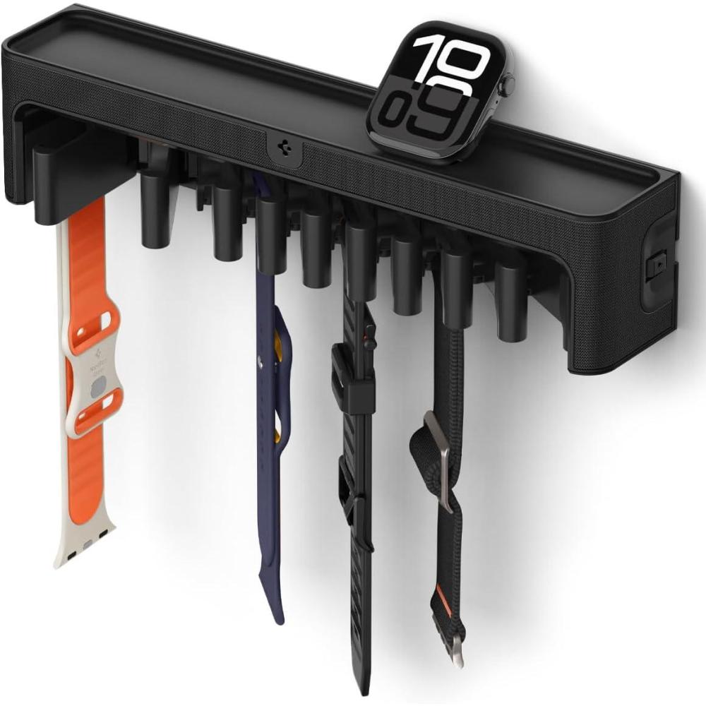 imageSpigen S341 Apple Watch Band Organizer Holder 10 Slots with Tray for Accessories Wall Display Rack  BlackWatch Band Holder