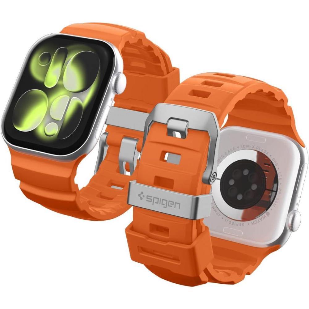 imageSpigen for Apple Watch Band Compatible with Ultra 321 49mm Series 1110 46mm 987 45mm SE3SE2SE654 44mm 321 42mm WBS2 Durable Silicone Sport Strap  OrangeOrange