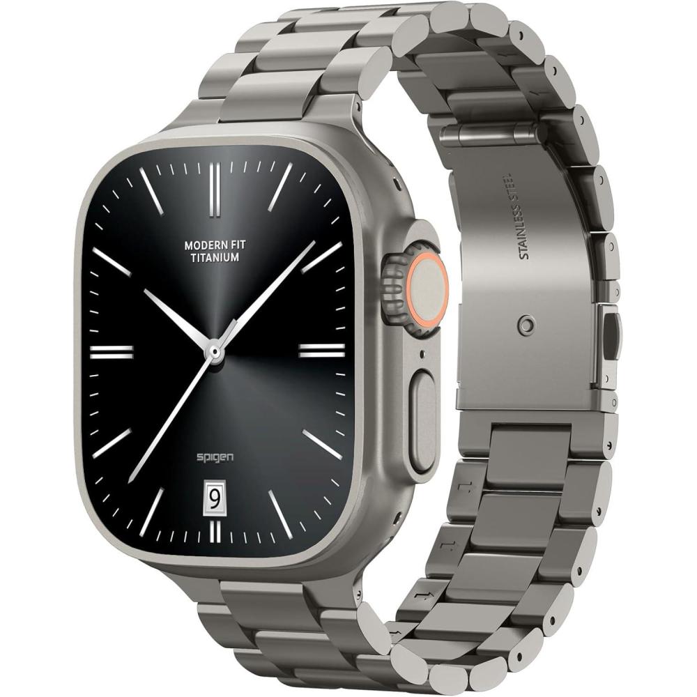 imageSpigen for Apple Watch Band Modern Fit Compatile with Ultra 321 49mm Series 1110 46mm 987 45mm SE3SE2SE654 44mm 321 42mm Premium Business Wristband StrapNatural Titanium