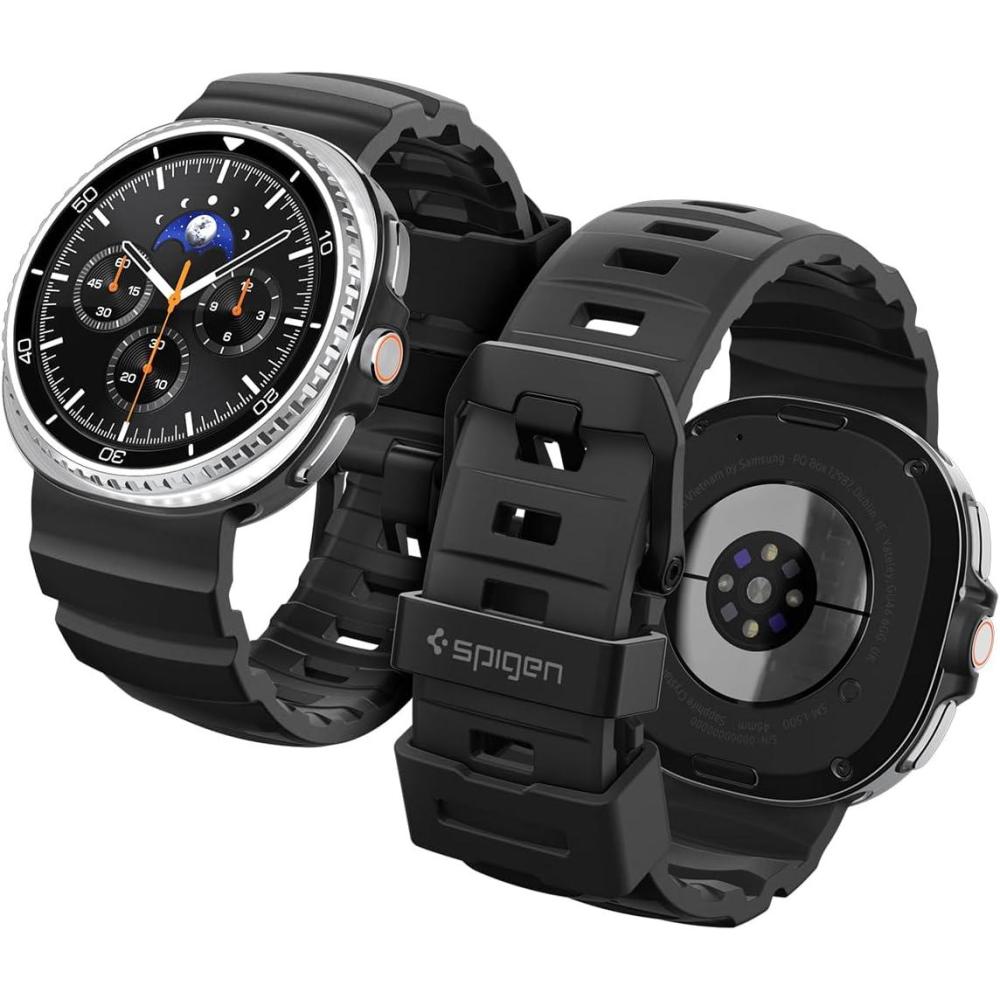 imageSpigen for Galaxy Watch 8 Band Compatible with Samsung Galaxy Watch 8 4440mm 8 Classic 46mm 2025 WBS2 Durable Silicone Sport StrapBlack