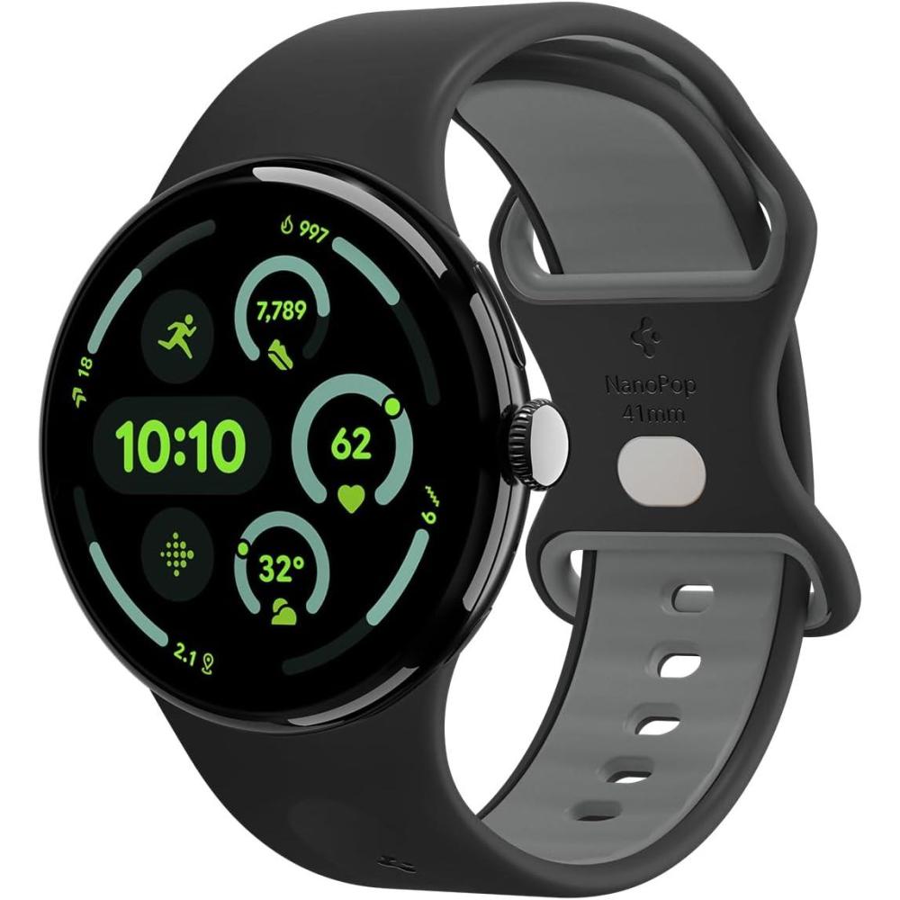 imageSpigen for Pixel Watch 4 Band Nano Pop Compatible with 43 45mm 4321 41mm Soft Waterproof Silicone StrapBlack Sesame
