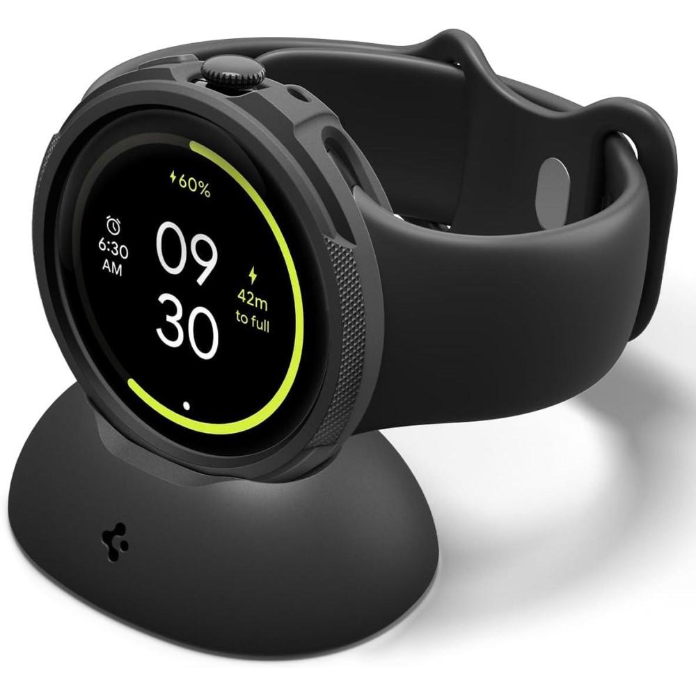 imageSpigen for Pixel Watch 4 Case with Charger Stand Liquid Air 45mm AntiScratch Protective Soft TPU Cover 2025 Charger not Included Matte BlackPixel Watch 4 41mm