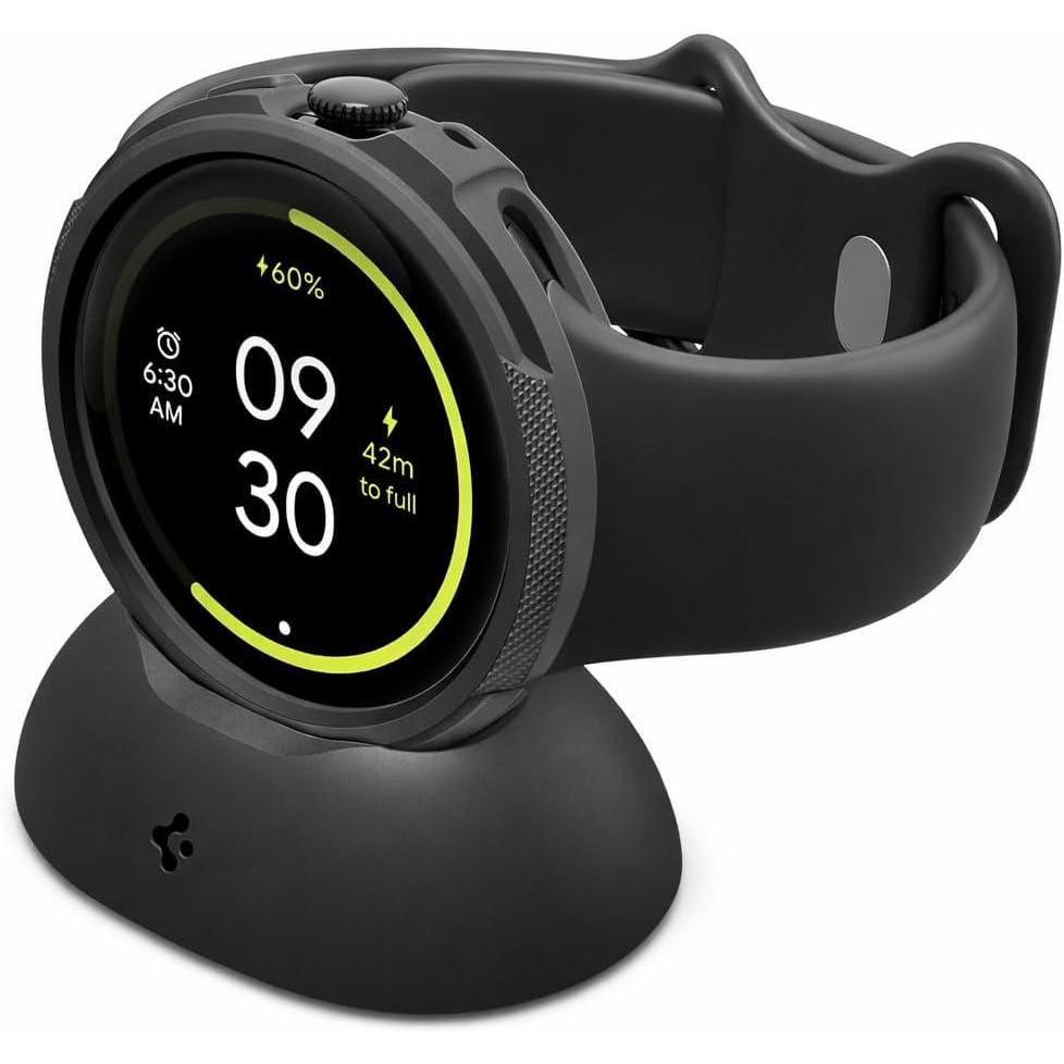 imageSpigen for Pixel Watch 4 Case with Charger Stand Liquid Air 45mm AntiScratch Protective Soft TPU Cover 2025 Charger not Included Matte BlackPixel Watch 4 45mm