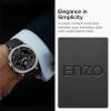 Spigen Enzo Genuine Leather Strap Designed for Samsung Galaxy Watch 8 44/40mm, 8 Classic 46mm Band (2025) – Black(Black)