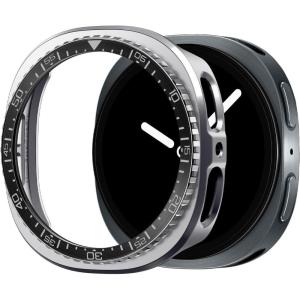 Spigen Bezel Tune Pro (Pilot) Designed for Samsung Galaxy Watch 8 44mm Bezel Ring Protector with Case (2025) – Silver(Black)