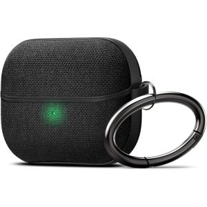 Spigen Classic Fit Designed for Samsung Galaxy Buds 4 Pro Case/Galaxy Buds 4 Case (2026) Premium Fabric Cover with Carabiner – Black(Black)