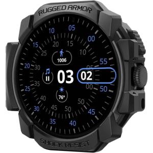 Spigen Rugged Armor Designed for Google Pixel Watch 3 45mm Case Durable TPU Cover Case (2024) – Matte Black(Pixel Watch 3  2  1 41mm)