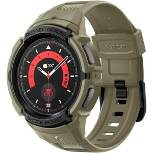 Spigen Rugged Armor Pro Designed for Samsung Galaxy Watch 5 Pro Band with Case Protector 45mm (2022)(Vintage Khaki)