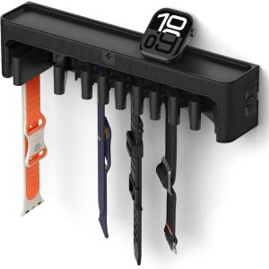 Spigen S341 Apple Watch Band Organizer Holder 10 Slots with Tray for Accessories Wall Display Rack – Black(Watch Band Holder)